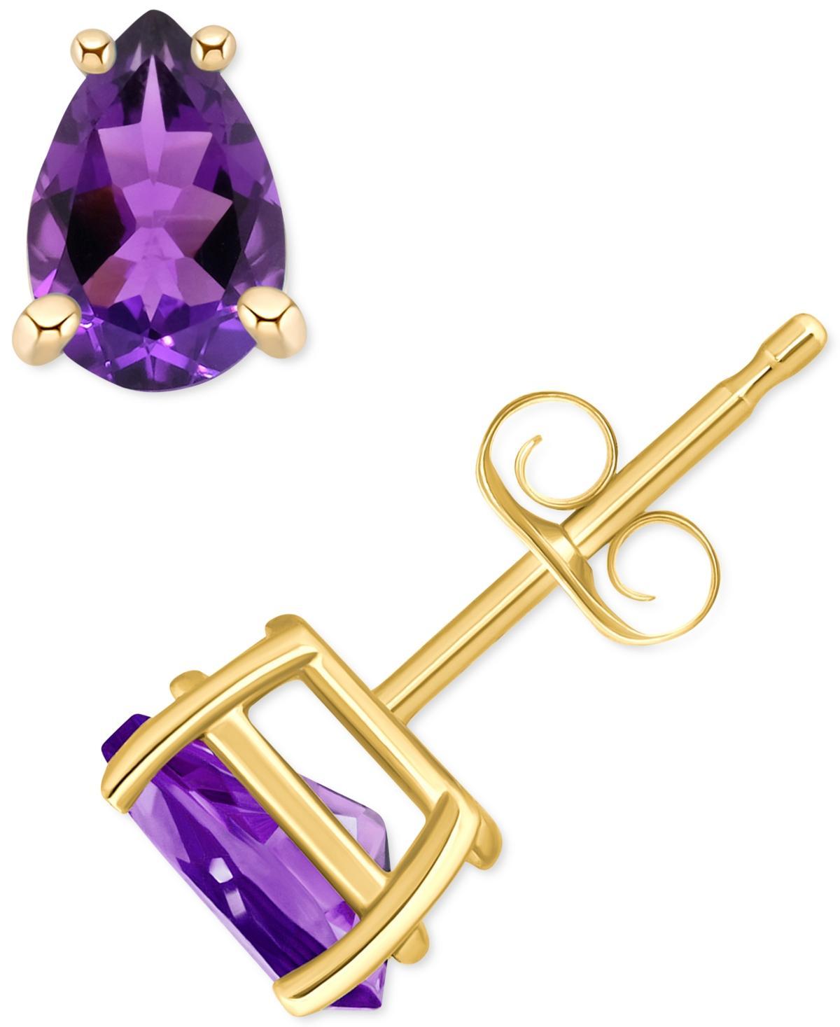 Celebration Gems 14k Gold Pear Shaped Amethyst Stud Earrings, Womens, Purple Product Image