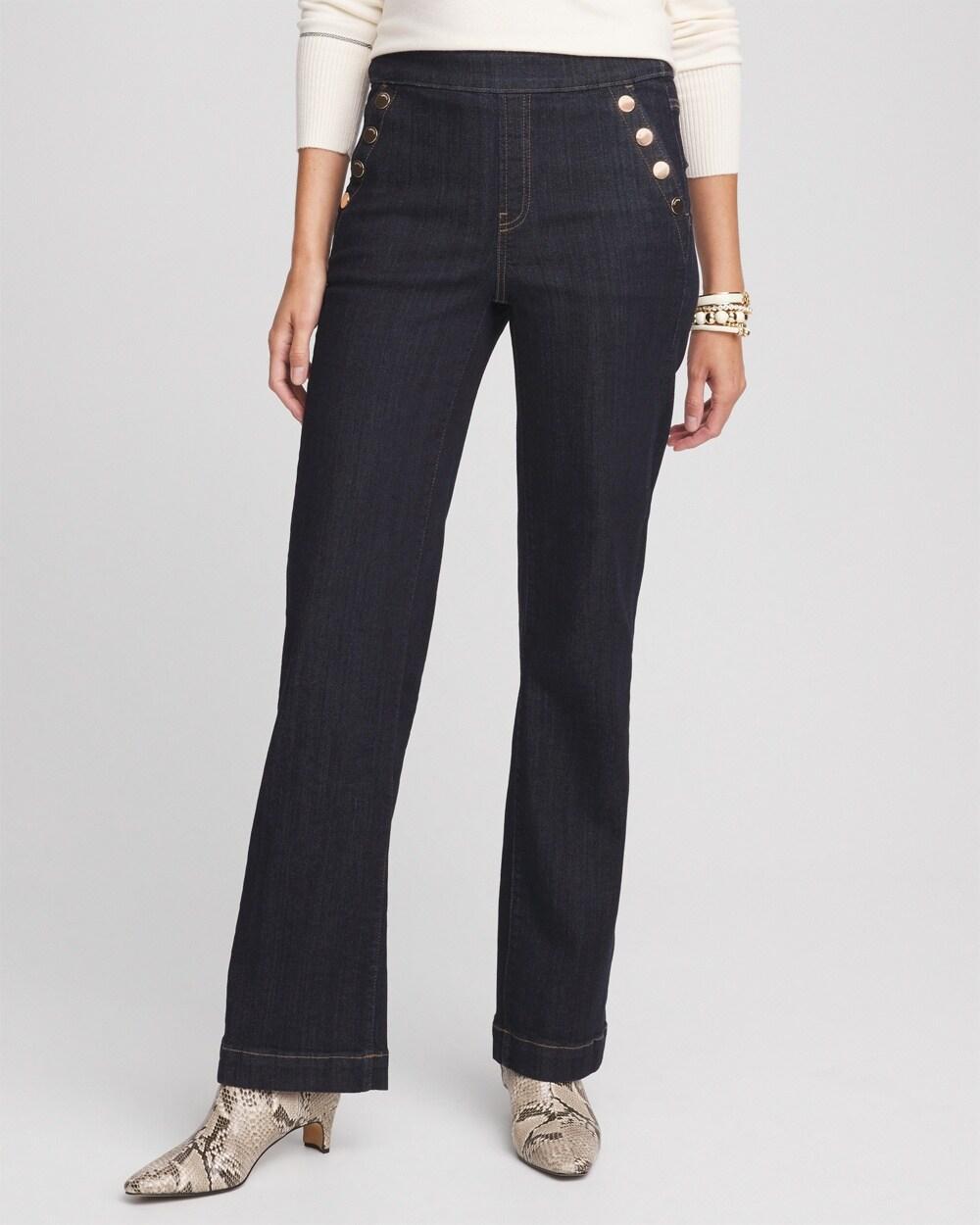 Women's Pull-On Wide Leg Ankle Jeans Product Image