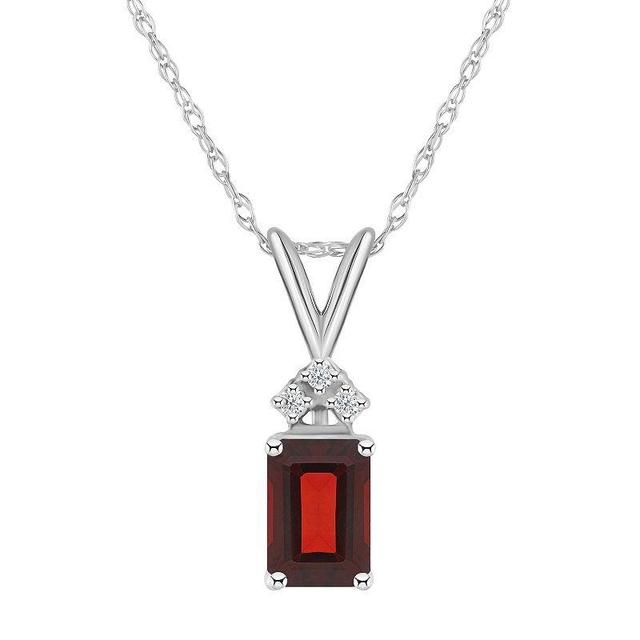 Celebration Gems 14k Gold Emerald Cut Garnet & Diamond Accent Pendant Necklace, Womens Product Image