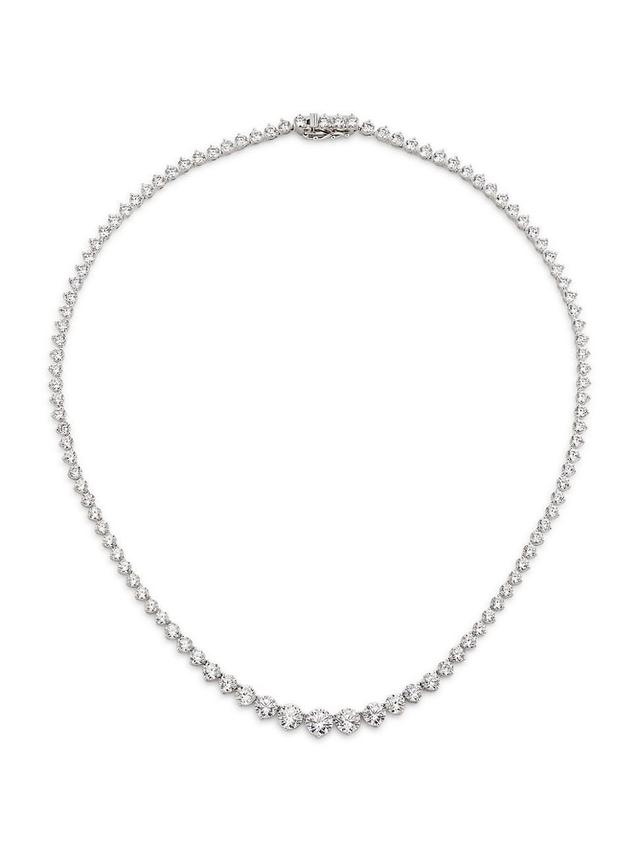 Womens Perfect Rhodium-Plated & Cubic Zirconia Graduated Tennis Necklace Product Image