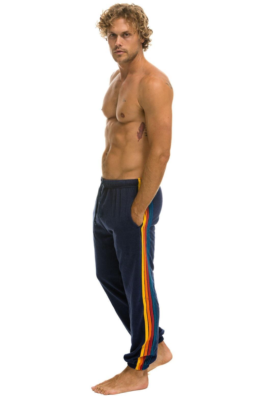 5 STRIPE SWEATPANTS - NAVY Male Product Image