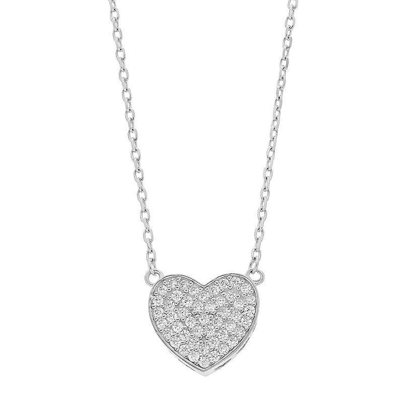 Rosabella Sterling Silver Cubic Zirconia Heart Necklace, Womens Product Image