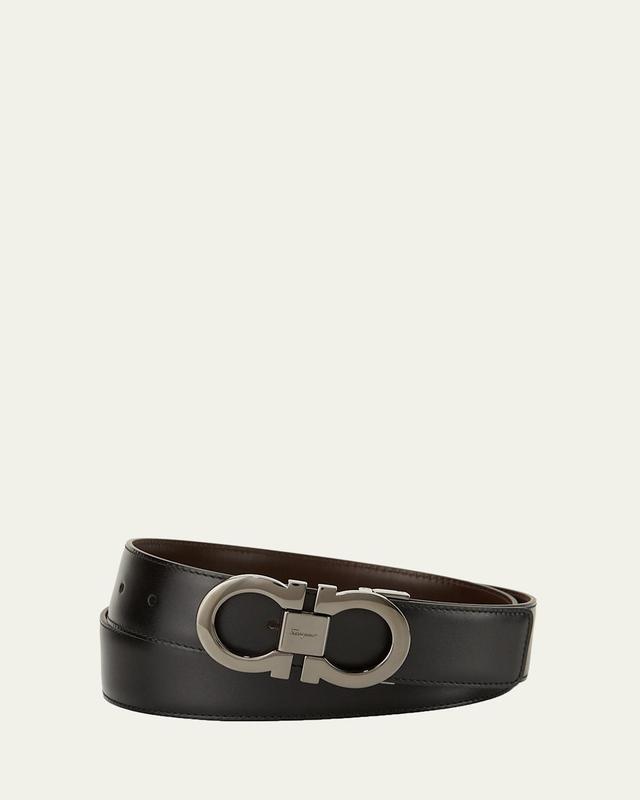 Men's Reversible Leather Double-Gancio Belt Product Image