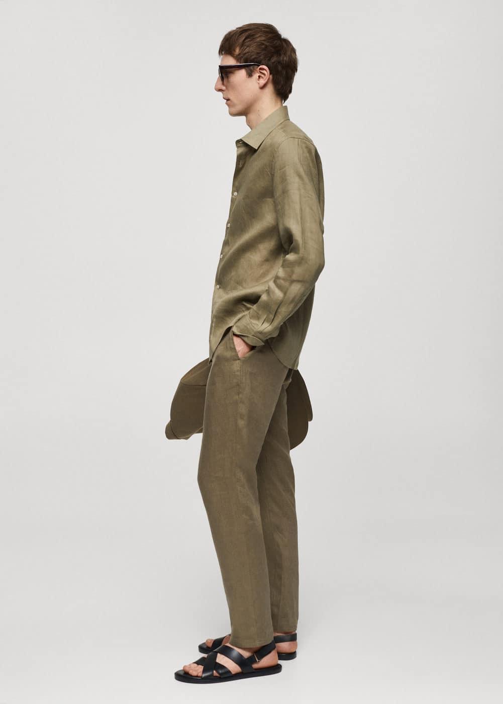 MANGO MAN - Slim-fit 100% linen pants khakiMen Product Image