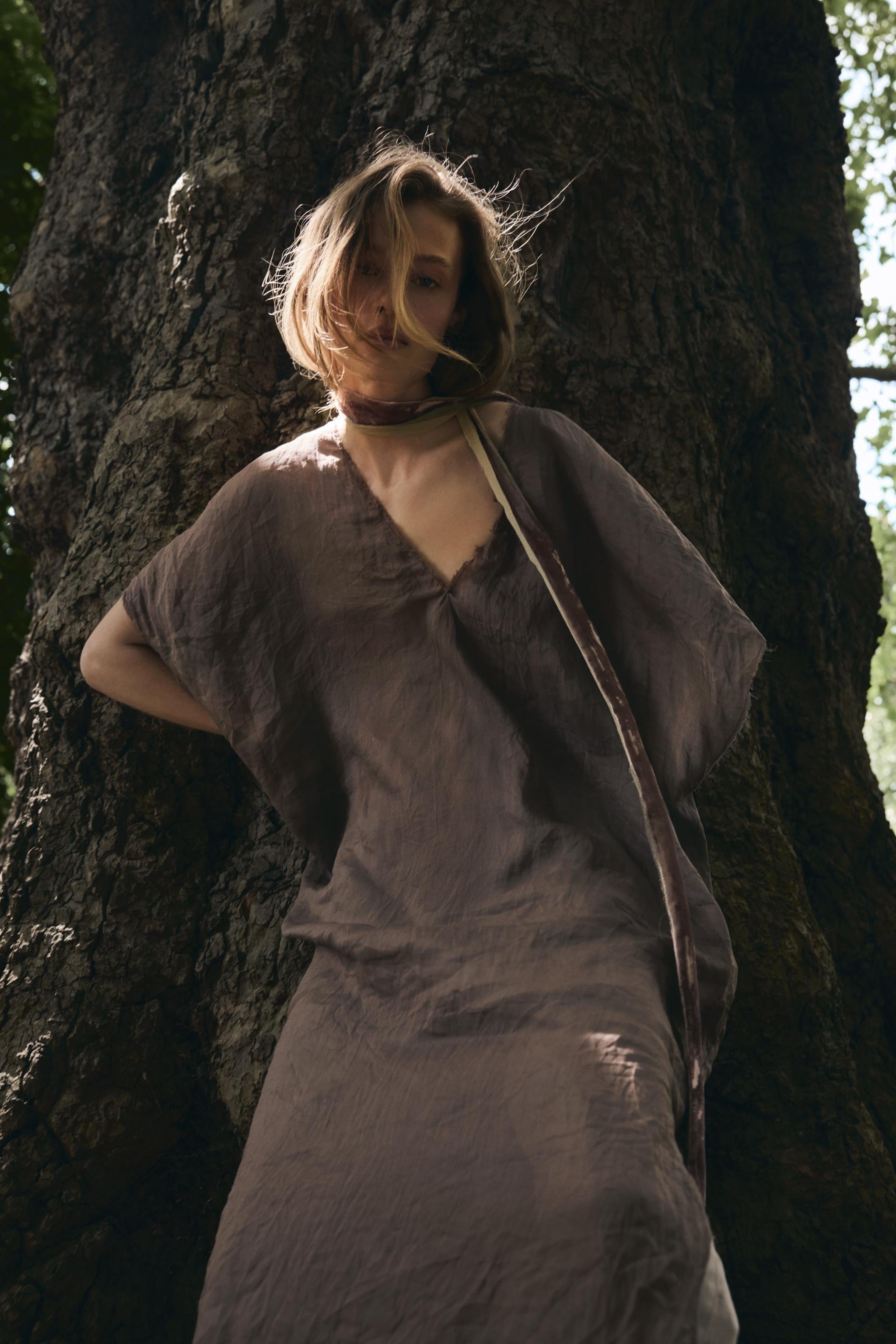 WRINKLED EFFECT RAMIE TUNIC DRESS Product Image