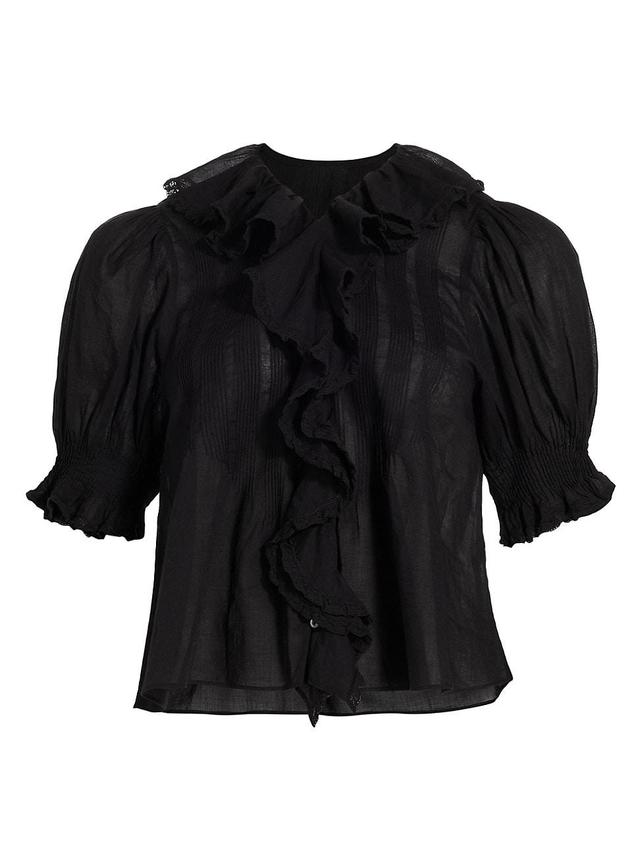 Womens Henri Ruffled Puff-Sleeve Top Product Image