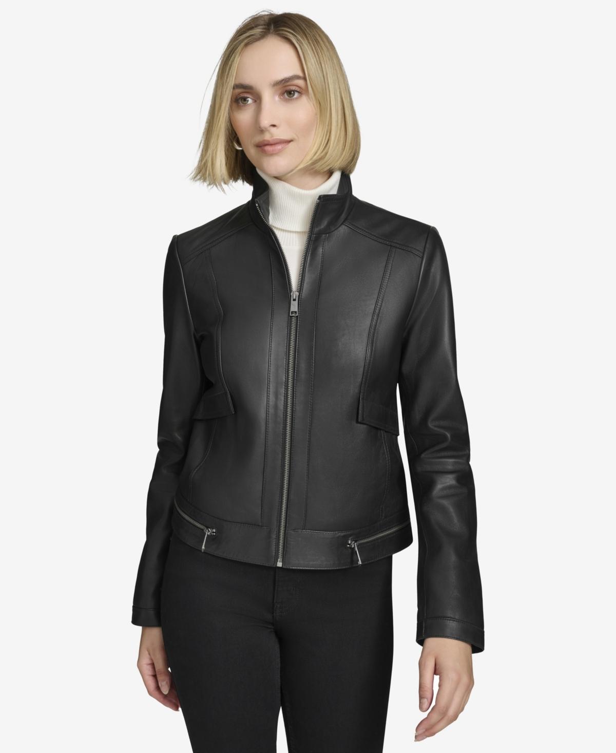 Andrew Marc Womens Rowan Leather Racer Jacket Product Image