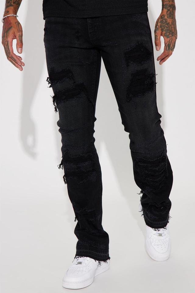 Cuff Me Stacked Skinny Flared Jeans - Black Wash Product Image