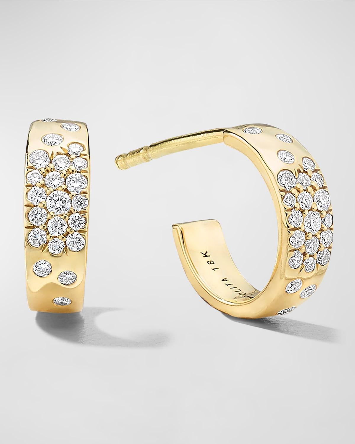 Womens Stardust 18K Yellow Gold & Diamond Mini Huggie Hoop Earrings Product Image