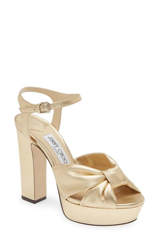 Heloise Metallic Ankle-strap Platform Sandals In Gold Product Image