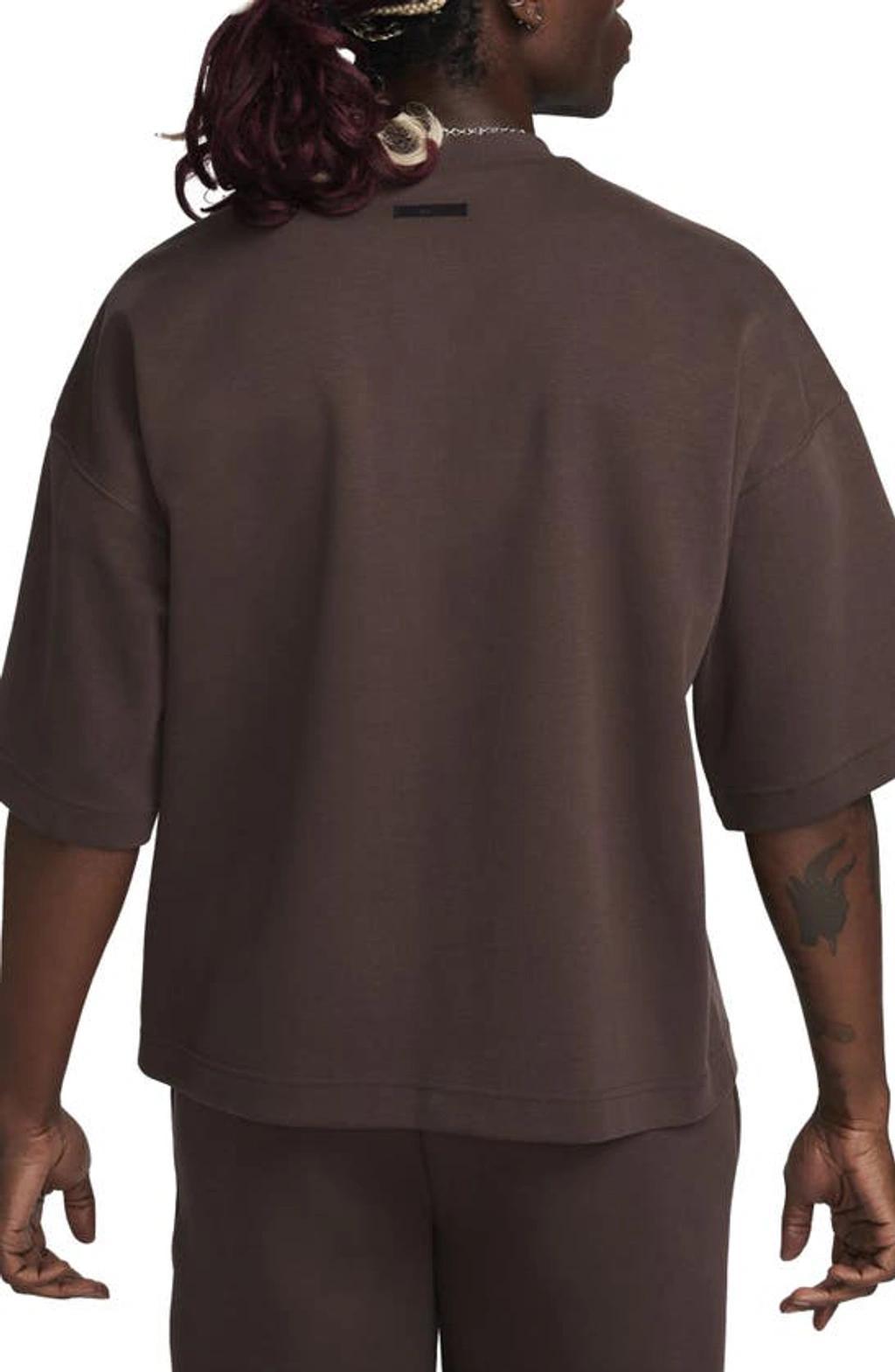 NIKE Men's  Sportswear Tech Fleece Reimagined Oversized Short-sleeve Sweatshirt In Brown Product Image