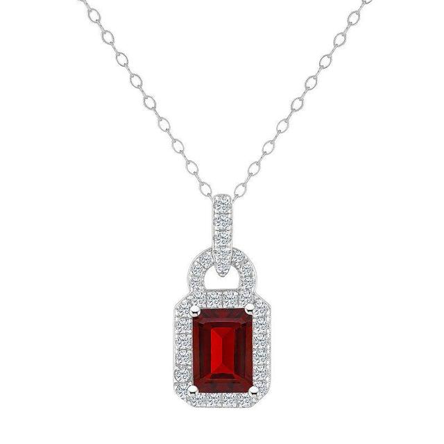 Macys Topaz (1/4 ct. t.w.) Halo Pendant Necklace in Sterling Silver Product Image