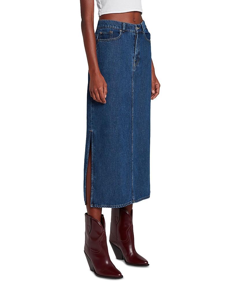 7 for all mankind Denim High Waisted Side Slit Midi Skirt Product Image