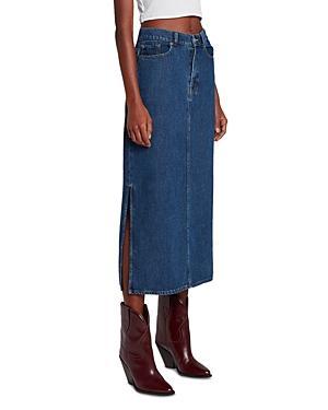 Denim Side-Slit Maxi Skirt Product Image