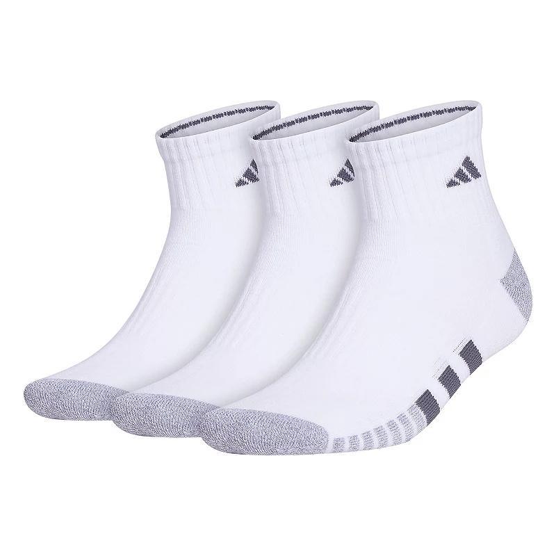 adidas Mens 3-pk. Cushioned Quarter Logo Socks Product Image