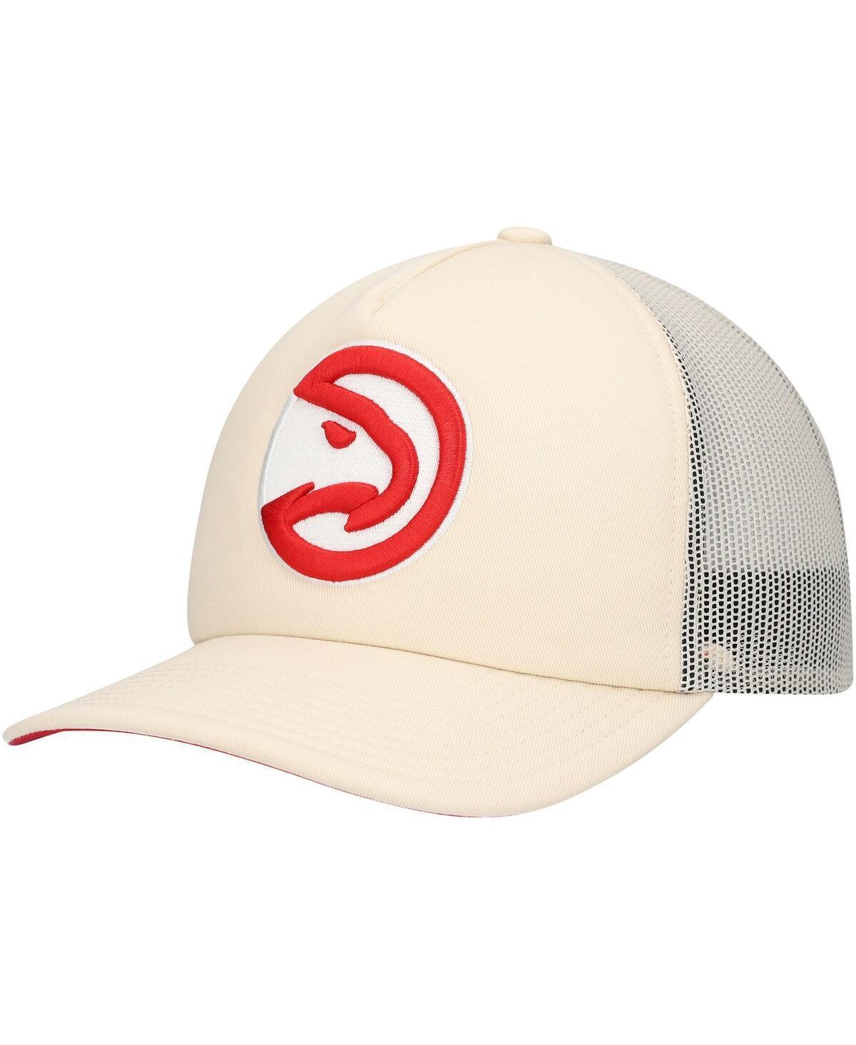 Mitchell & Ness Mens Cream Atlanta Hawks Trucker Adjustable Hat Product Image