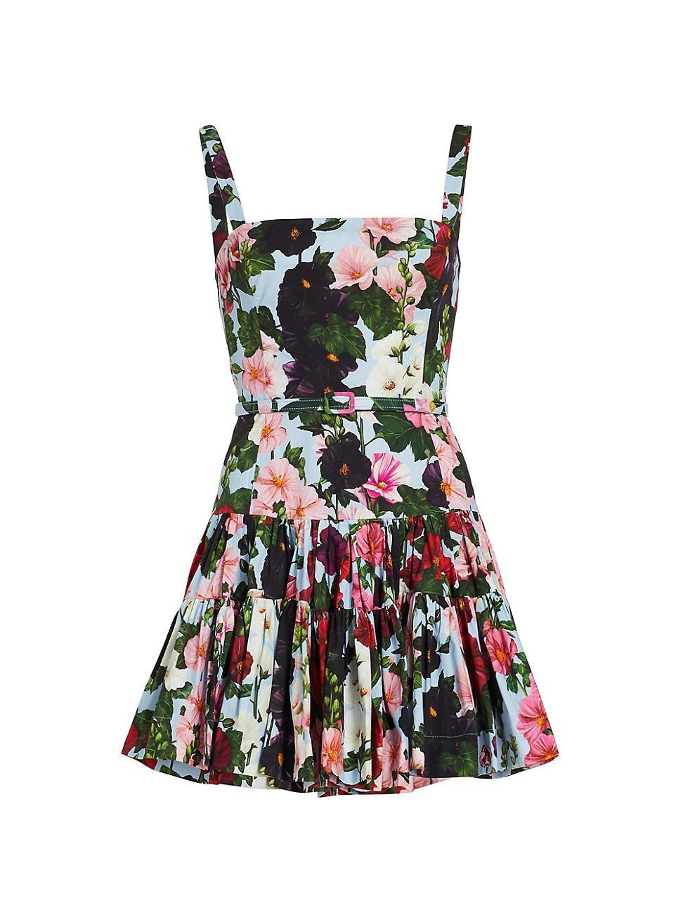 Womens Hollyhocks Print Pleated Minidress Product Image