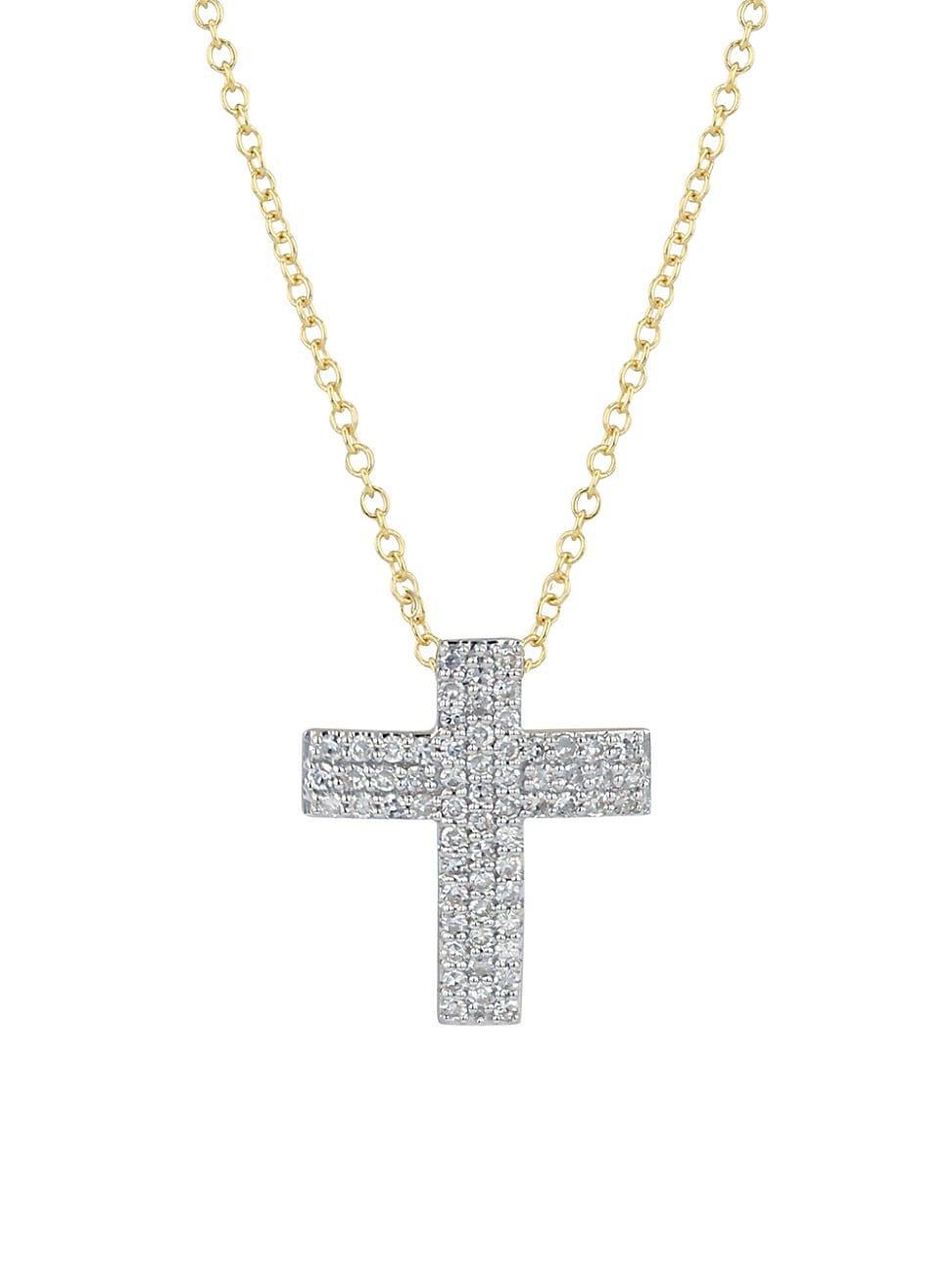 Womens Affair Infinity 14K Yellow Gold & 0.32 TCW Diamond Cross Necklace Product Image