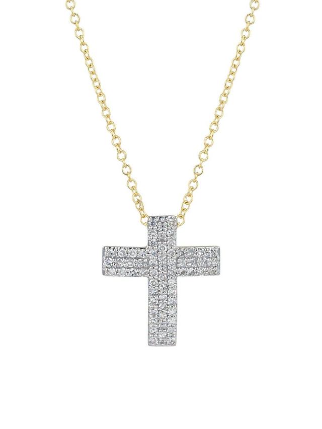 Womens Affair Infinity 14K Yellow Gold & 0.32 TCW Diamond Cross Necklace Product Image