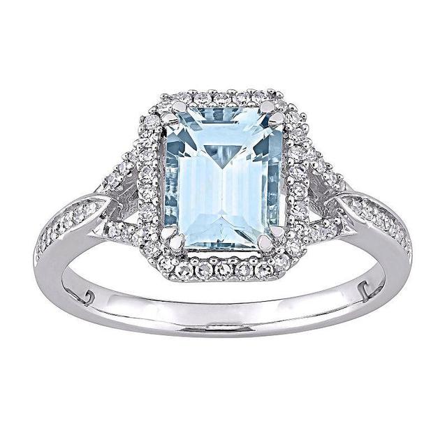 Stella Grace 14k White Gold Aquamarine & 1/5 Carat T.W. Diamond Engagement Ring, Womens Product Image