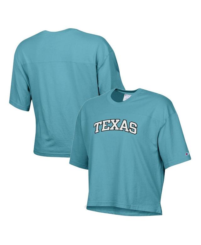 Womens Champion Aqua Distressed Texas Longhorns Vintage-Like Wash Boxy Crop T-shirt Product Image