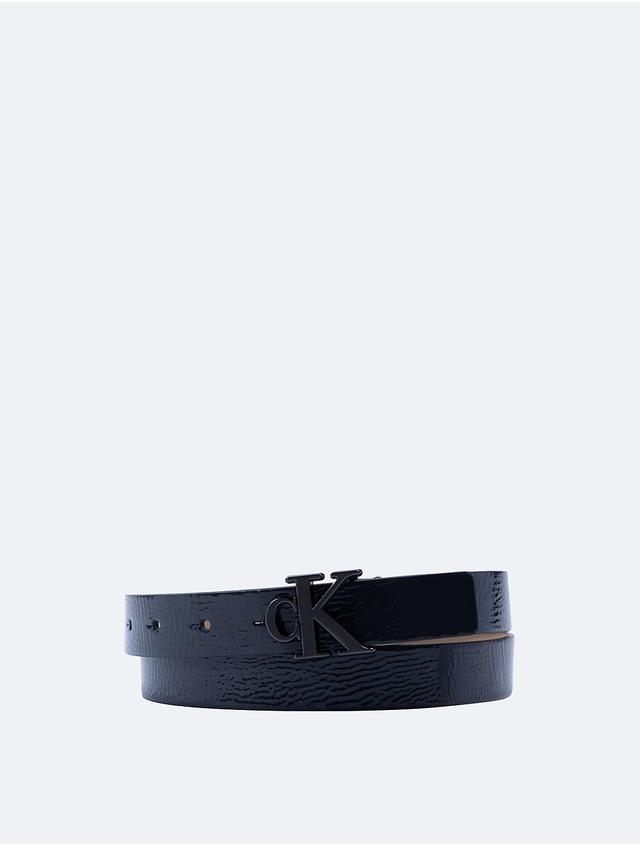 Calvin Klein Womens Slim Monogram Logo Belt - Black - S Product Image