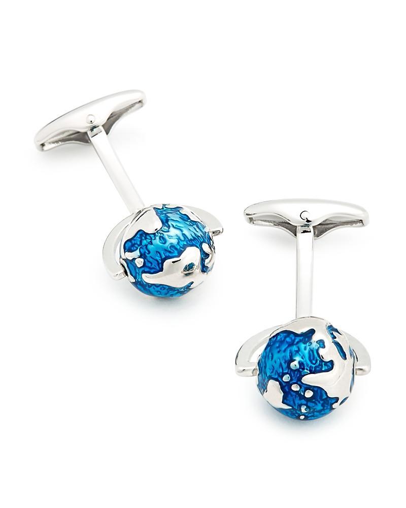 Men's Enamel Spinning Globe Cufflinks Product Image