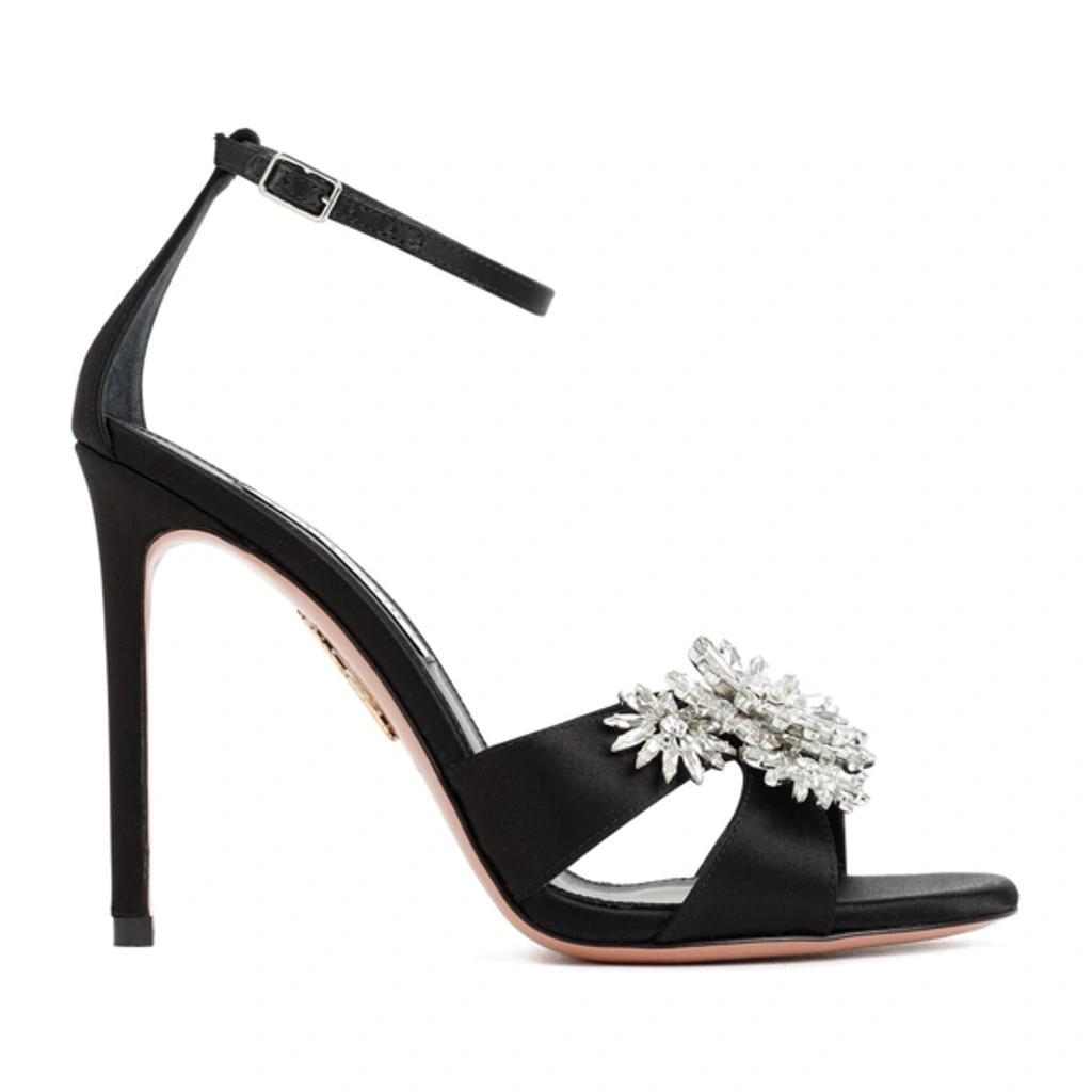 Flower Embellished Sandals In Black Product Image