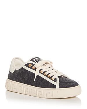 Womens Jacquard Leather-Trimmed Sneakers Product Image