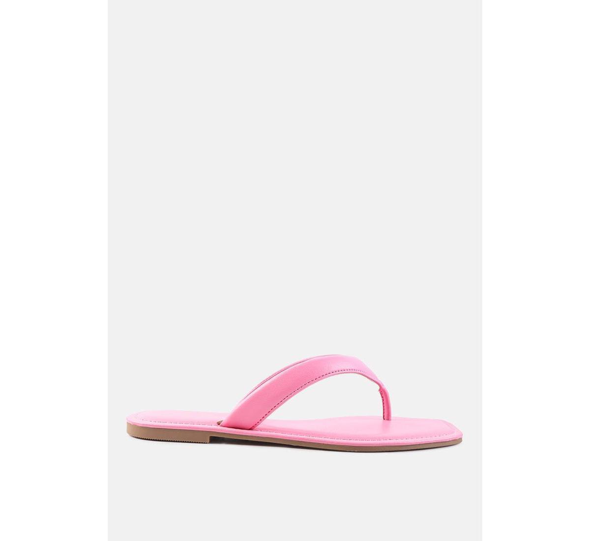 London Rag Womens Rera Square-Toe Thong Slide Sandals Pink Product Image