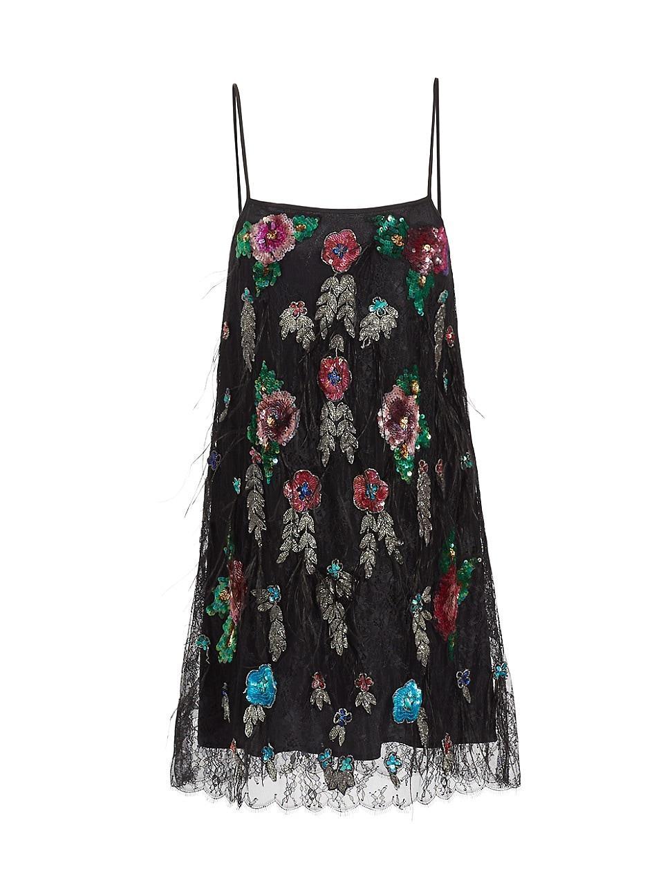 Womens Bethany Floral Sequined Lace Slip Minidress Product Image