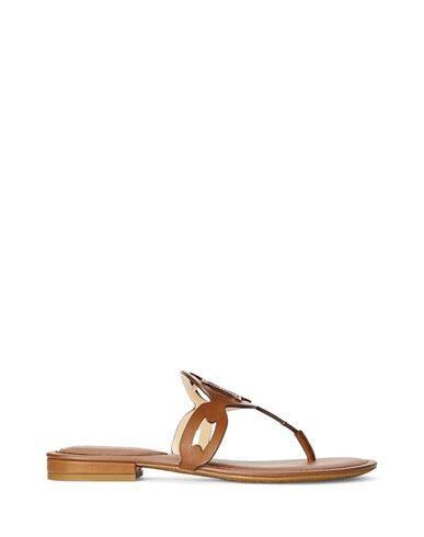 LAUREN RALPH LAUREN Audrie Burnished Leather Sandal In Deep Saddle Tan Product Image