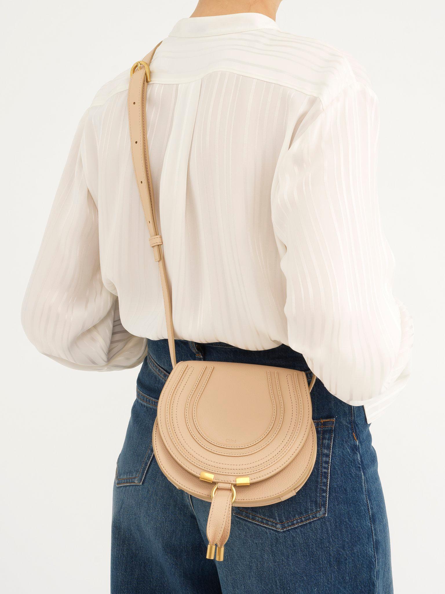 Small Marcie saddle bag in grained leather Product Image