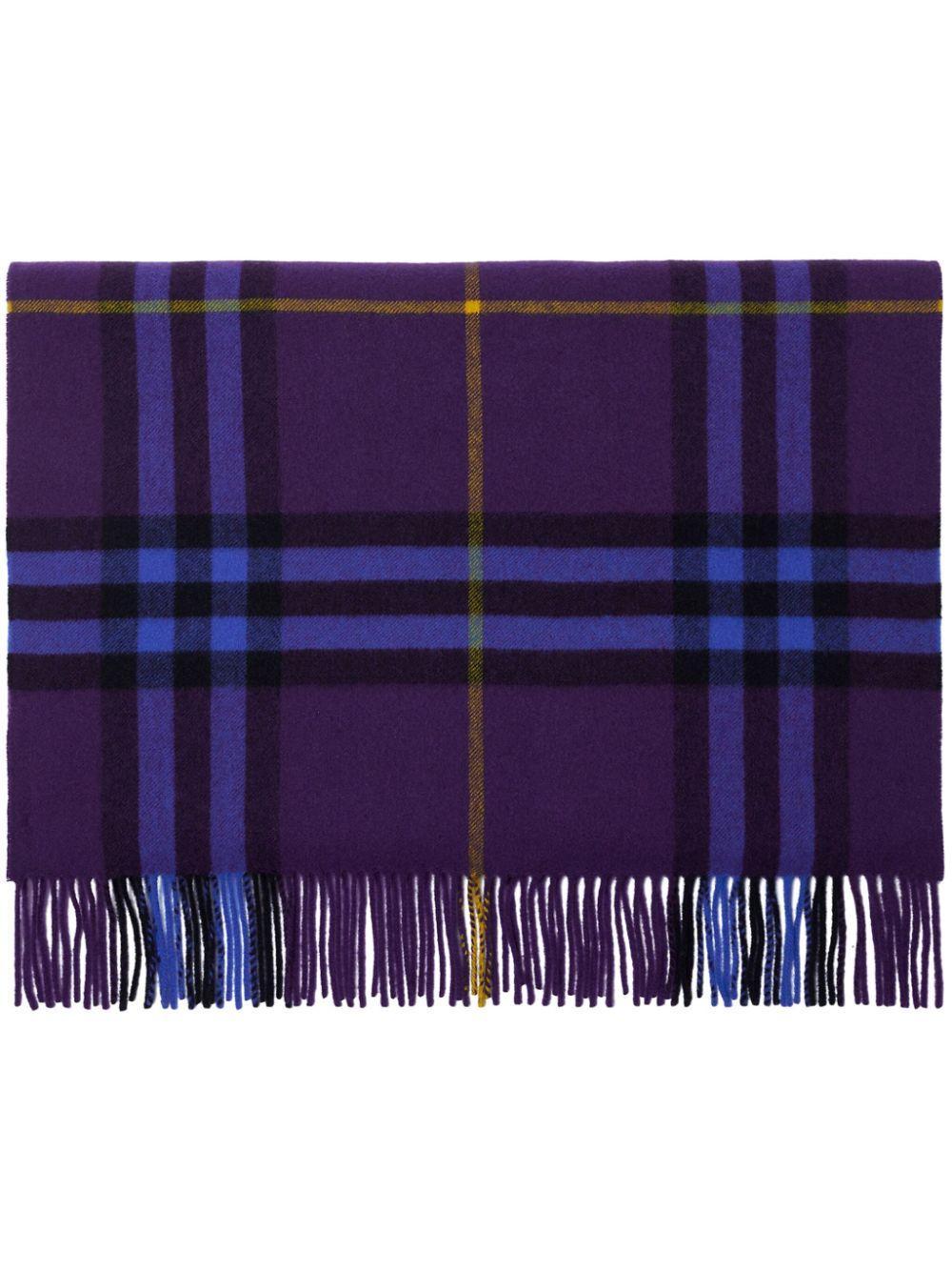 BURBERRY Check-pattern Cashmere Scarf In Purple Product Image