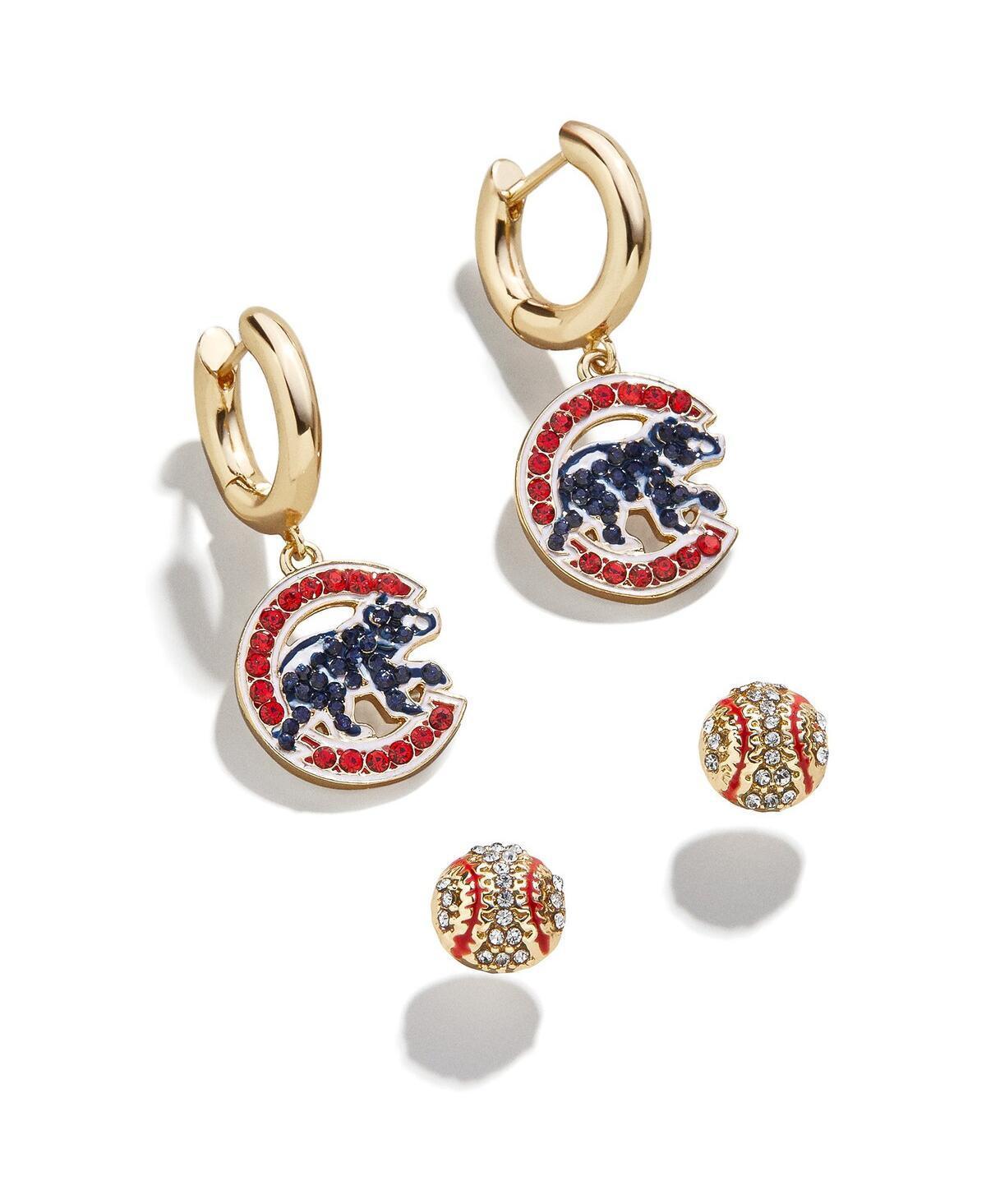 Womens Baublebar Gold-Tone Chicago Cubs Team Earrings Set Product Image