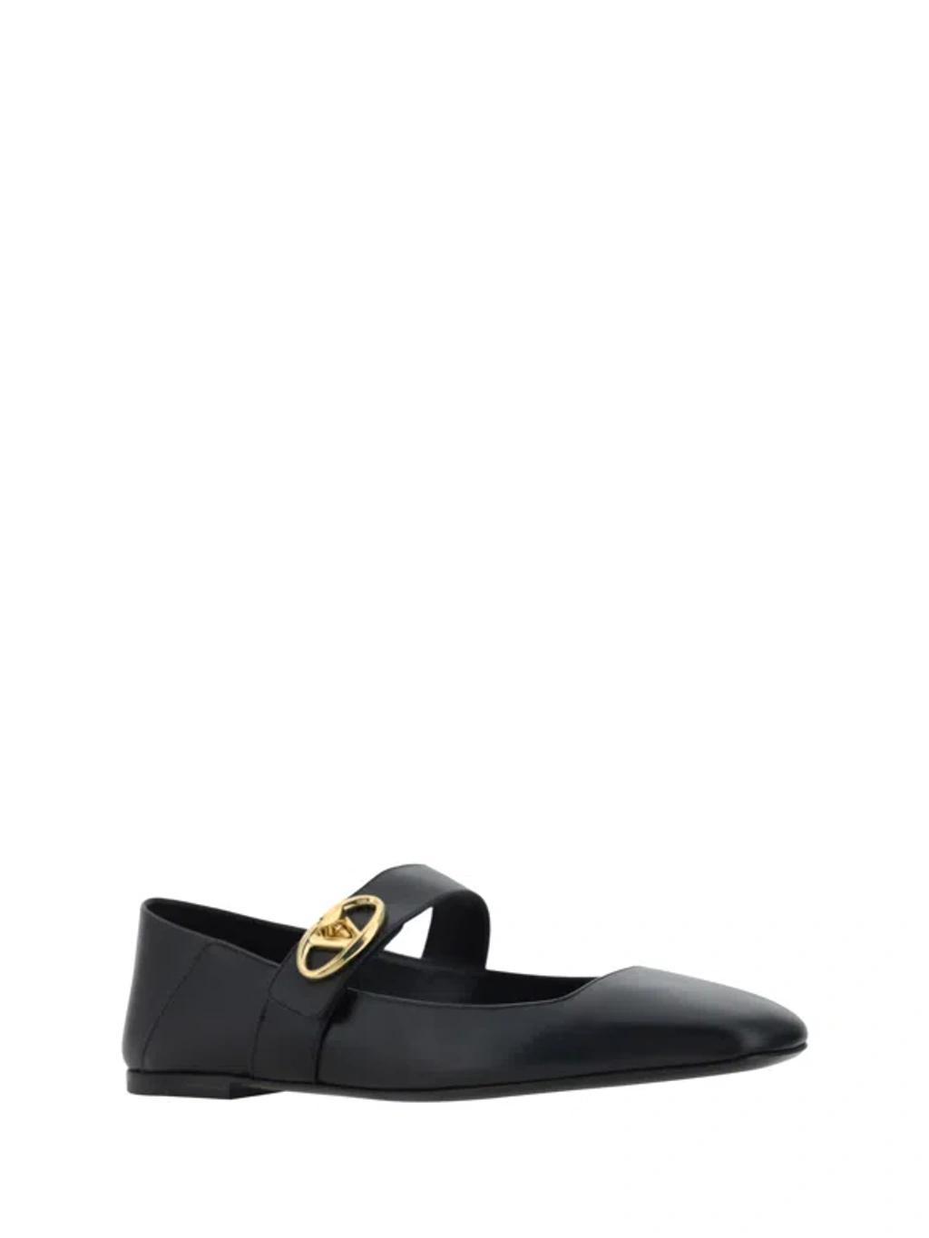 Vlogo Leather Mary Jane Ballerina Flats In Black Product Image