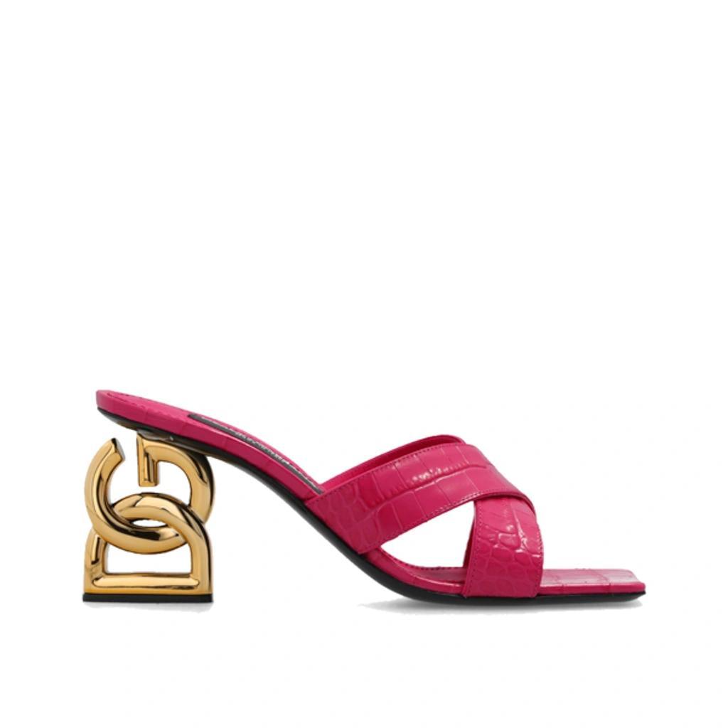 DOLCE & GABBANA Mules Mit Kroko-effekt In Pink Product Image