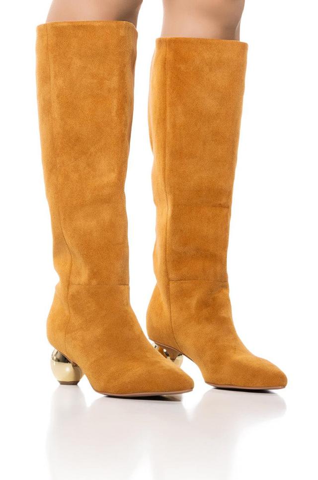 AZALEA WANG WARRINGTON TAN BOOT WITH ROUND HEEL Product Image