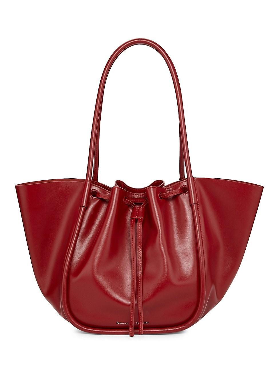 Womens Large Ruched Leather Tote Bag Product Image