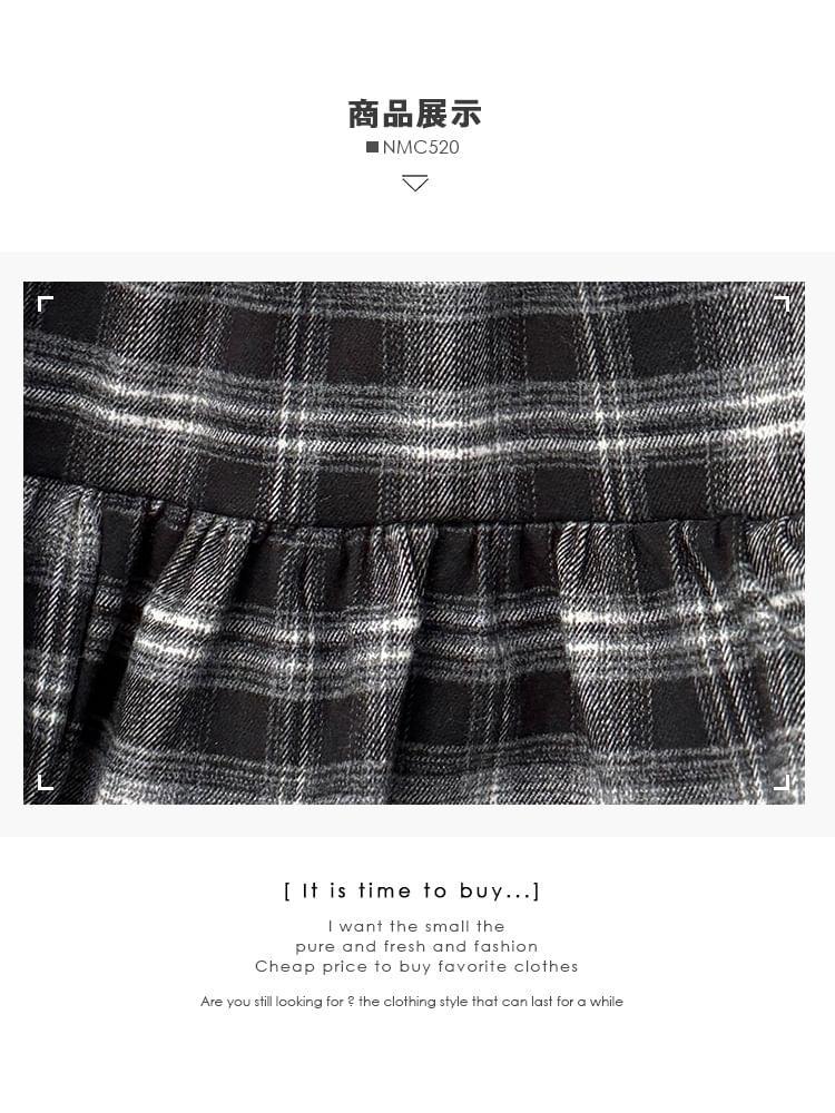 Tiered Plaid High-Rise A-Line Skirt Product Image