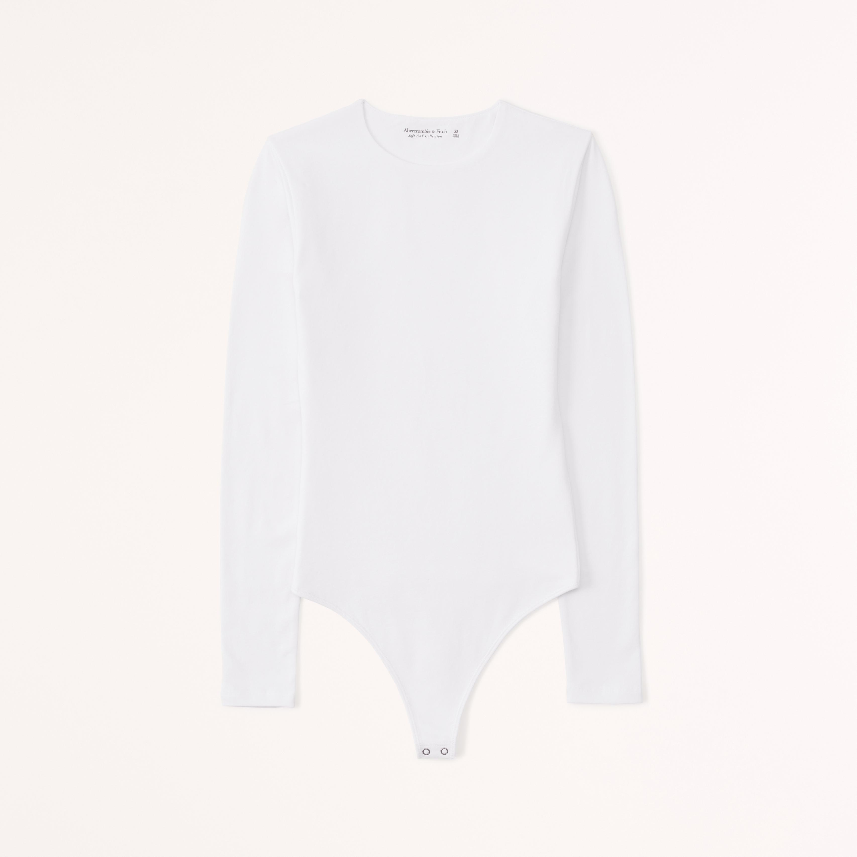 Long-Sleeve Cotton-Blend Seamless Fabric Crew Bodysuit Product Image