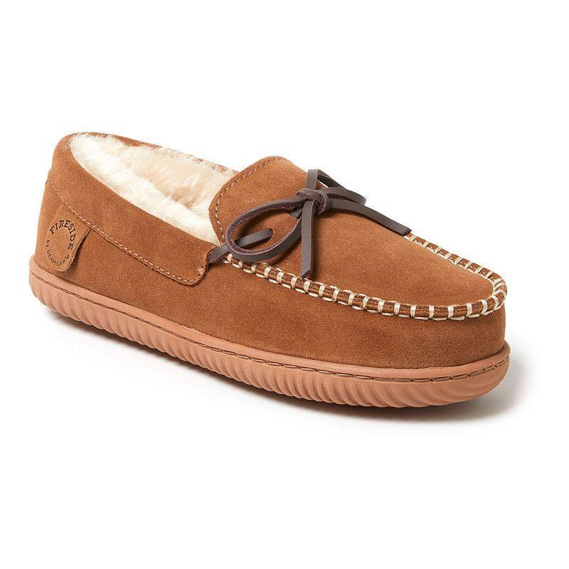 Fireside by Dearfoams Alice Springs Womens Shearling Moccasin Slippers Brown Product Image