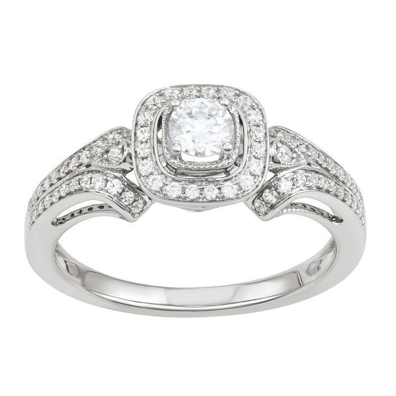 Simply Vera Vera Wang 14k White Gold 1/2 Carat T.W. Diamond Engagement Ring, Womens Product Image