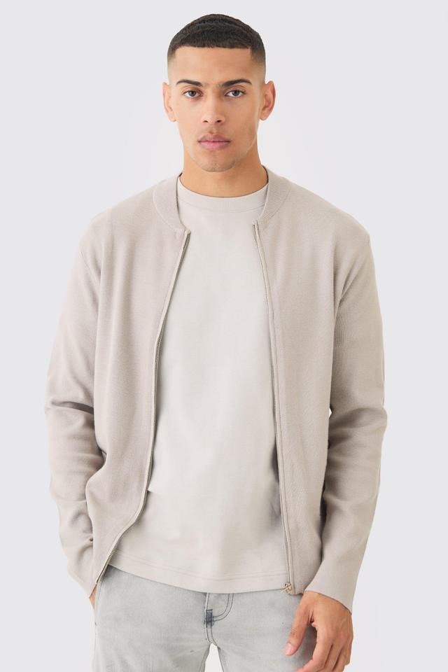 Regular Fit Knitted Bomber | boohooMAN USA Product Image