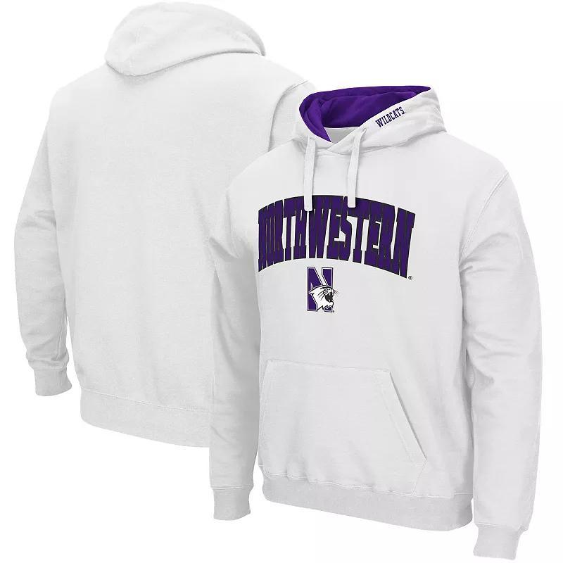 Mens Colosseum White Northwestern Wildcats Arch and Logo 3.0 Pullover Hoodie Product Image