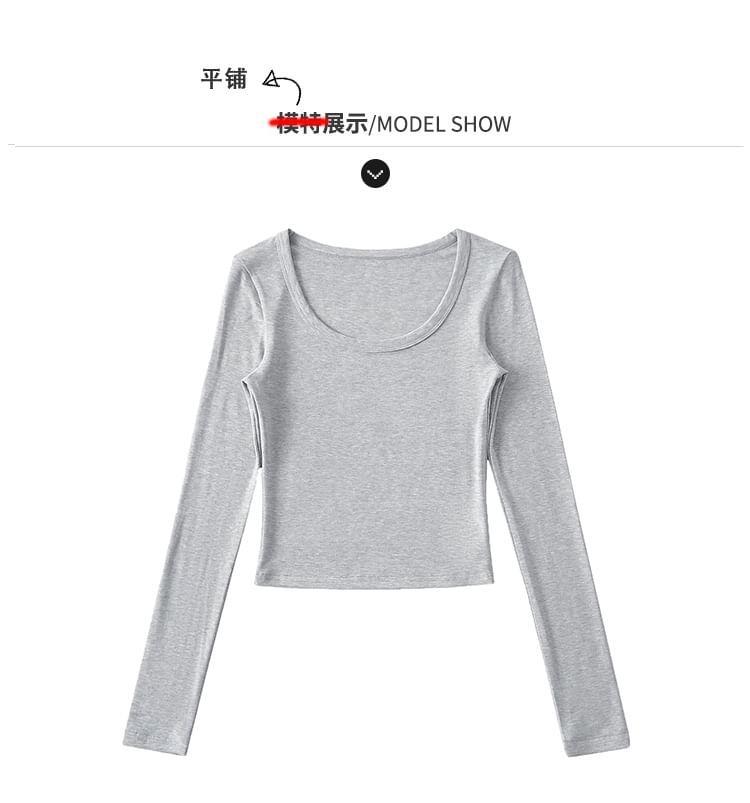 Long-Sleeve Skinny Crop T-Shirt in 7 Colors Product Image