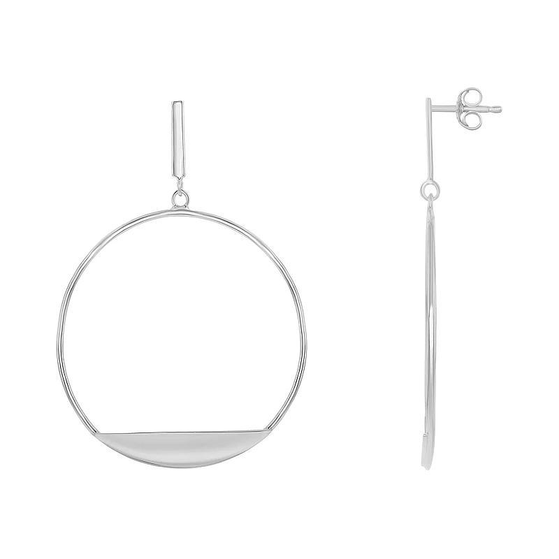 Sterling Silver Bar Hoop Earrings, Womens Product Image