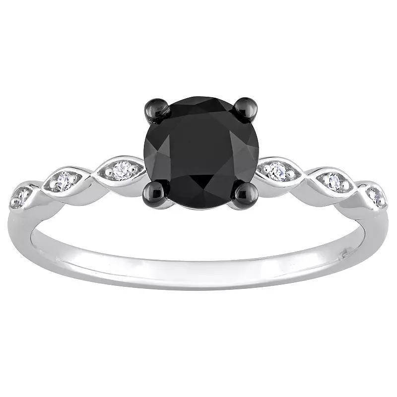 Stella Grace 14k White Gold 1 Carat T.W. Black & White Diamond Engagement Ring, Womens Product Image