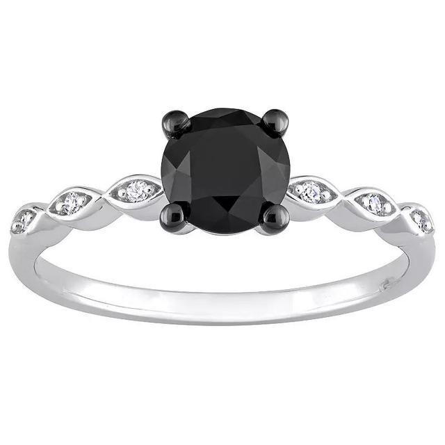 Stella Grace 14k White Gold 1 Carat T.W. Black & White Diamond Engagement Ring, Womens Product Image