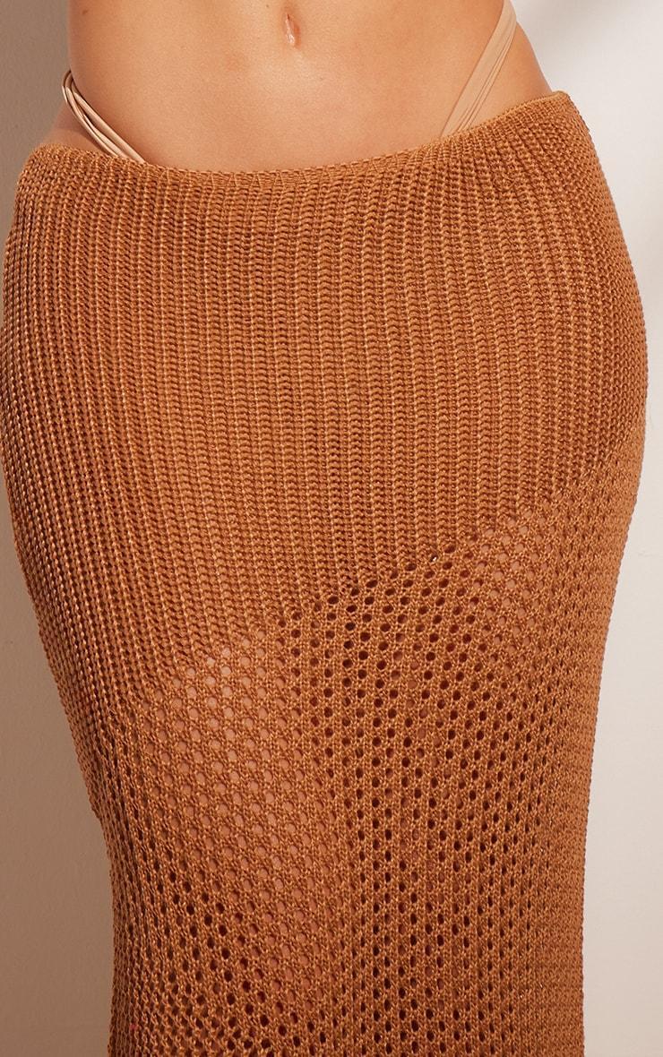 Tan Crochet Maxi Beach Skirt Product Image